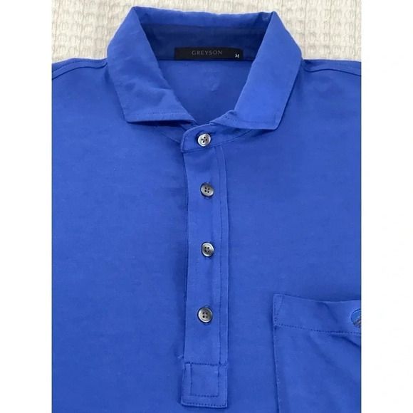 Greyson Polo Shirt Men’s Medium Blue Short Sleeve Cotton Stretch Golf Logo - Picture 7 of 11